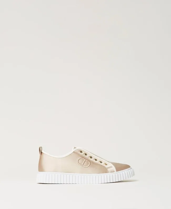 Twinset Milano Sneakers in raso con logo. 211TCT118