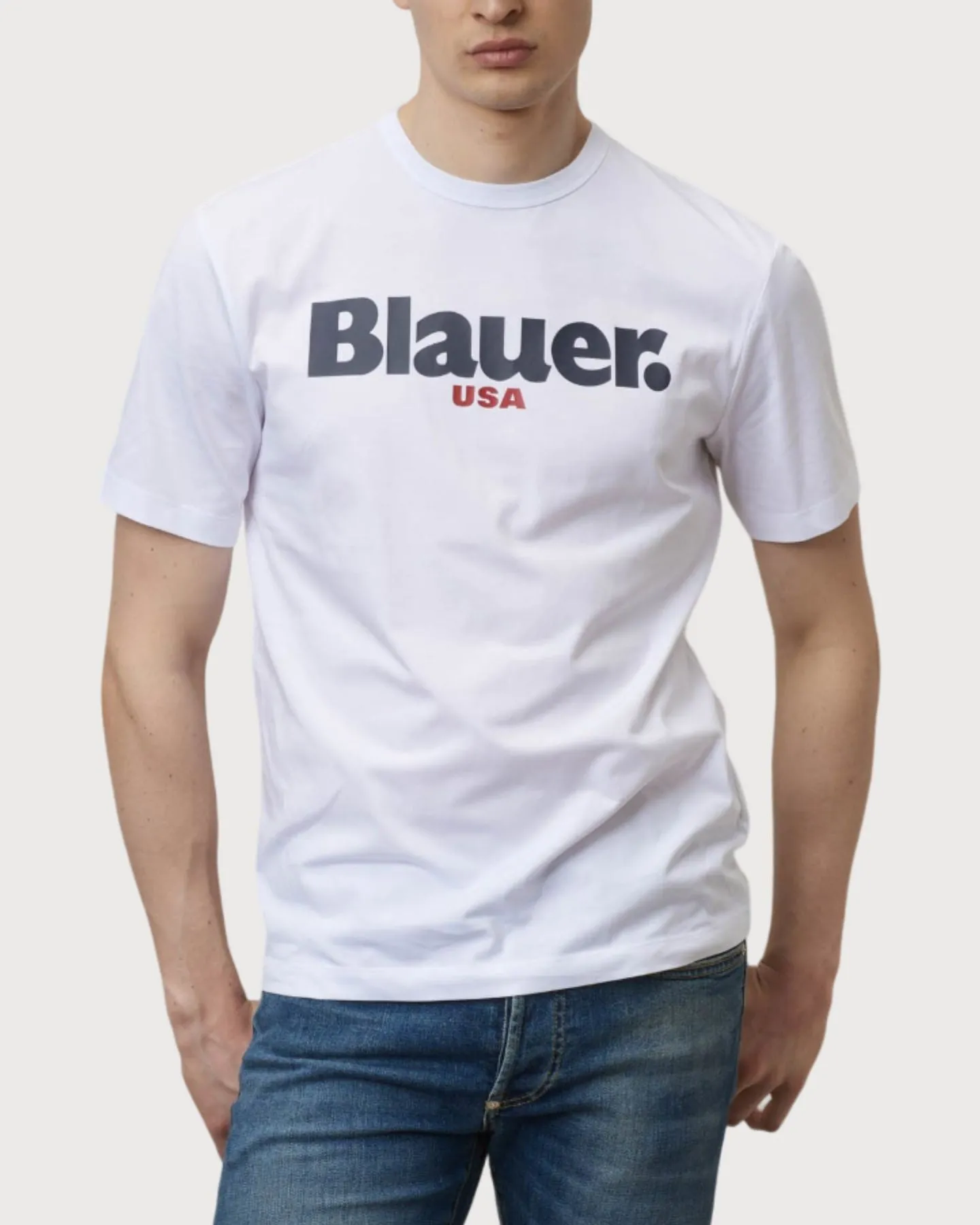 Blauer T-Shirt Stampa Logo