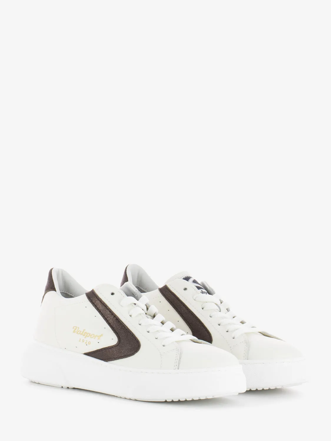 Sneakers Tournament nappa bianco / testa di moro / glitter