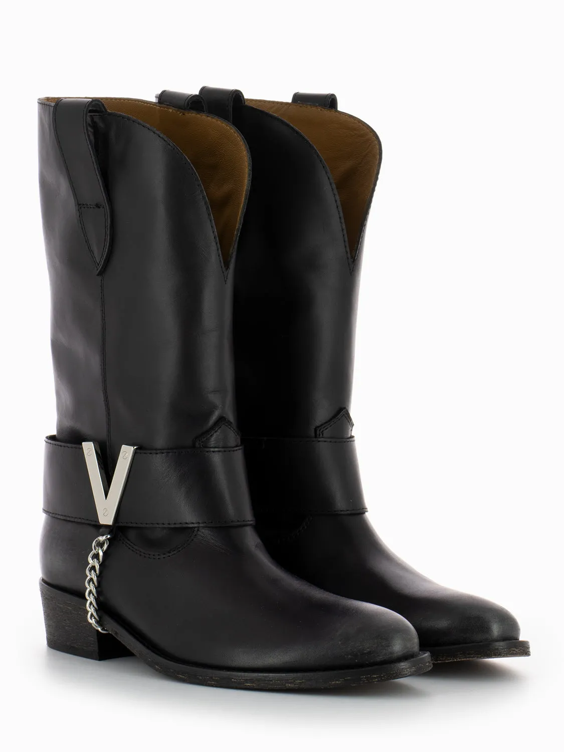 Stivale 3/4 Texano Santa Monica con ghetta nero