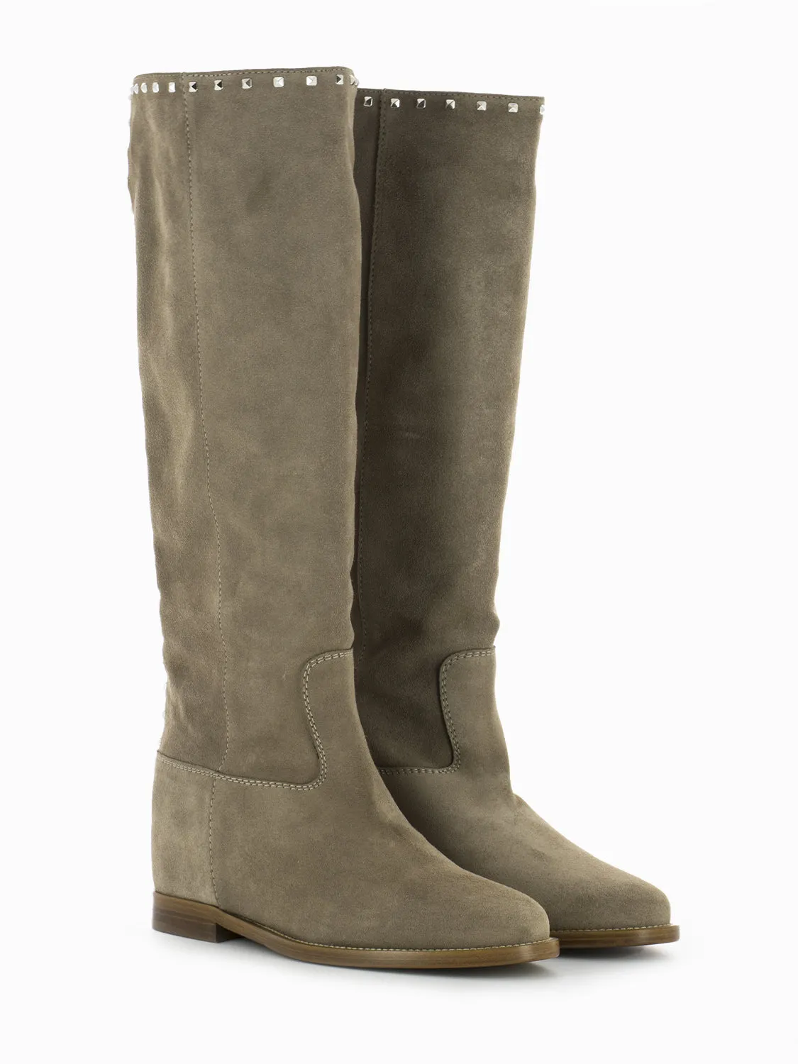 Stivali Velour con borchie cocco