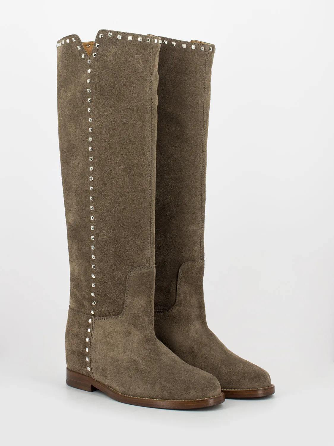 Stivali velour dubai con profili borchiati