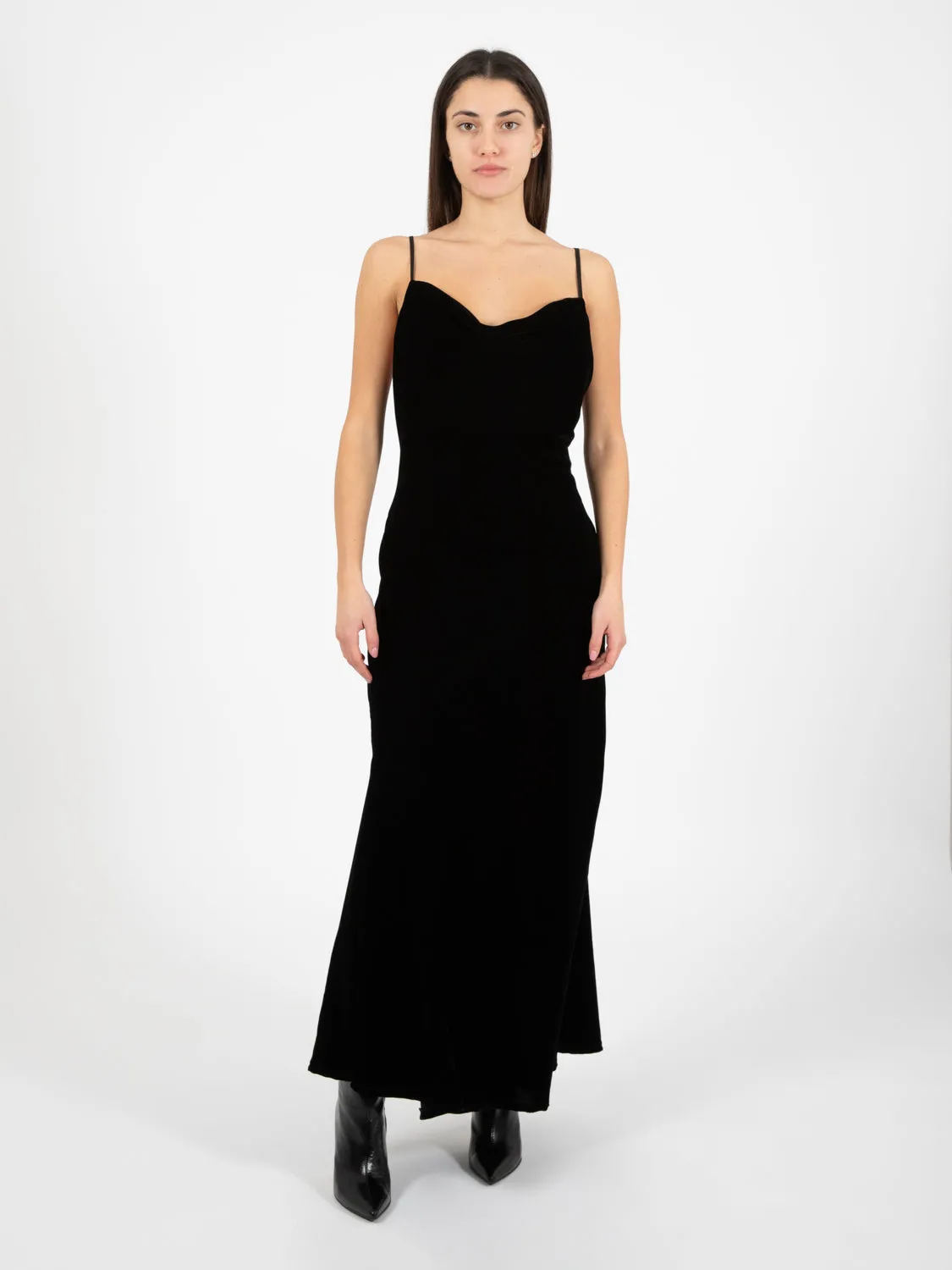 Abito lungo in velluto nero