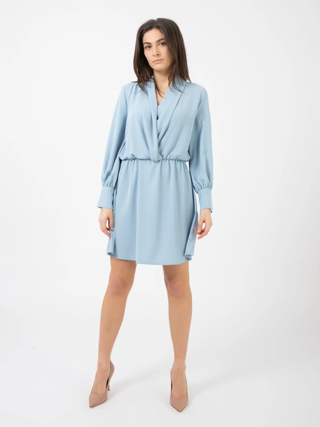 Abito manica lunga azzurro polvere