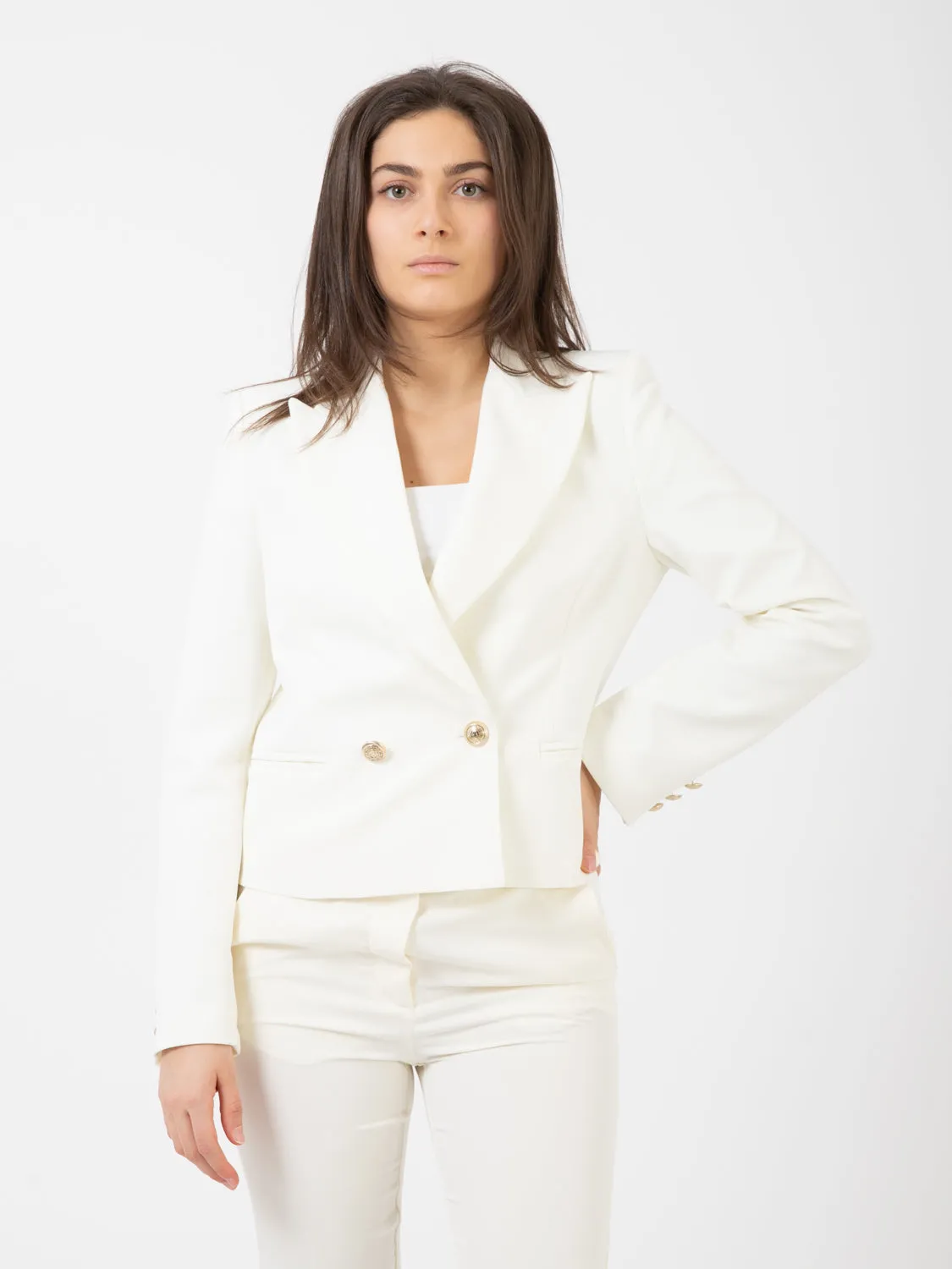 Blazer corto doppiopetto naturale