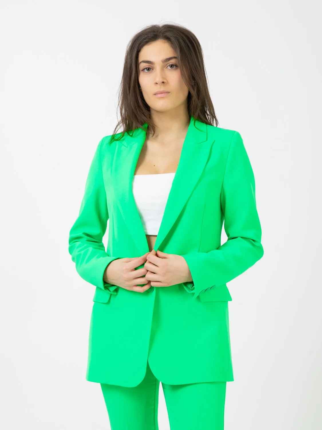 Blazer lungo monopetto avocado