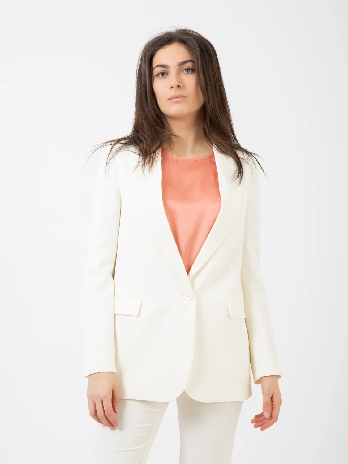 Blazer lungo monopetto naturale