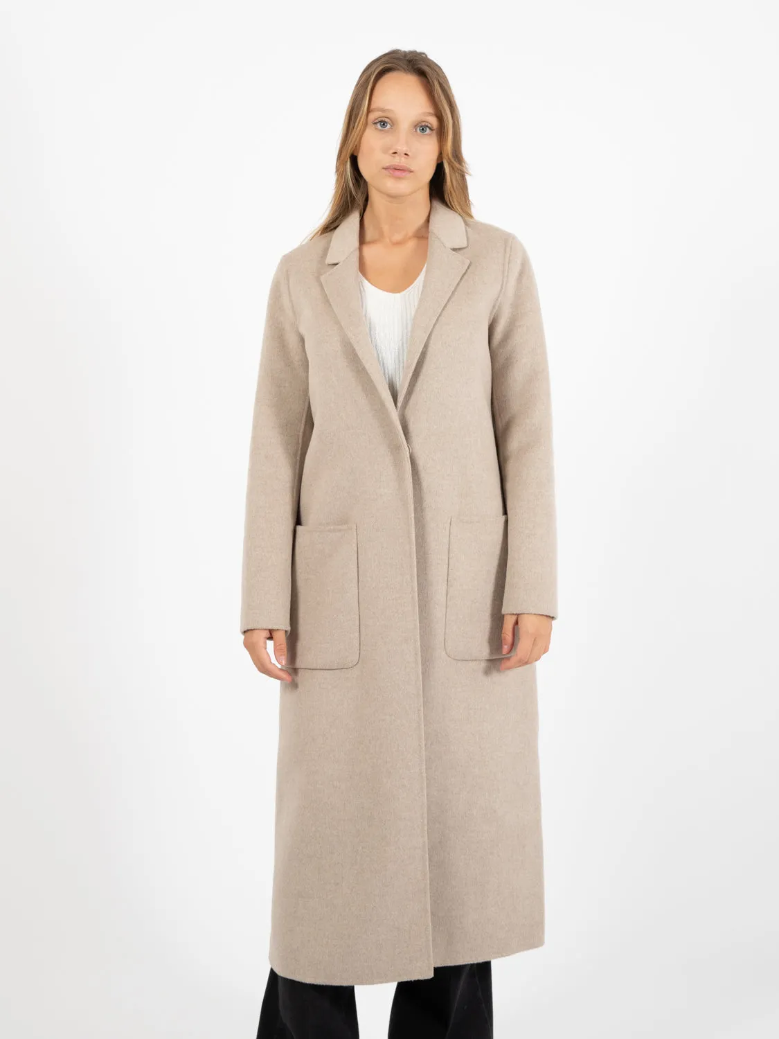 Cappotto lungo stretto tortora