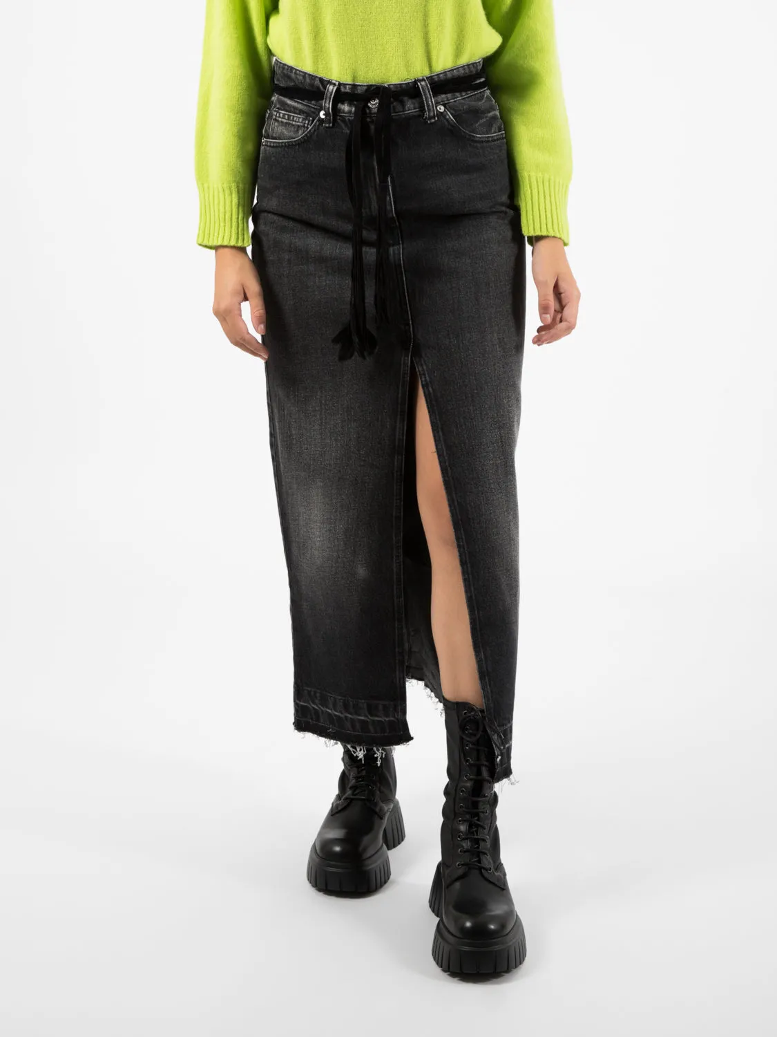 Gonna jeans midi nera