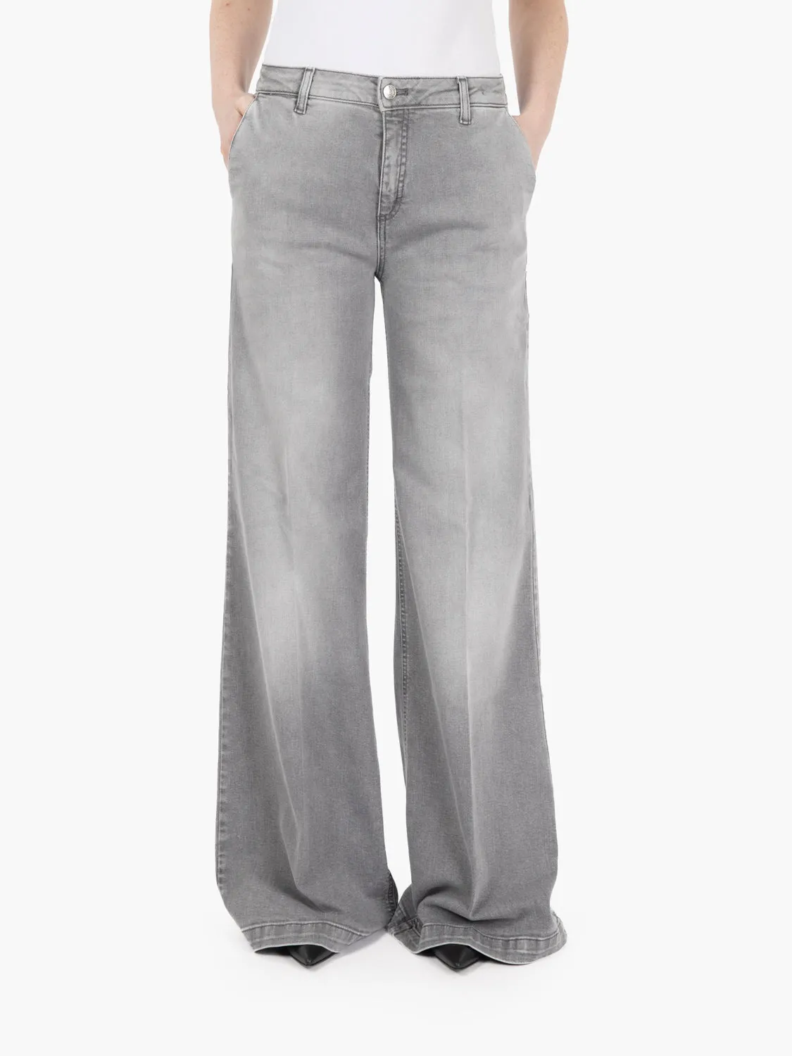 Jeans a palazzo Elena grigio