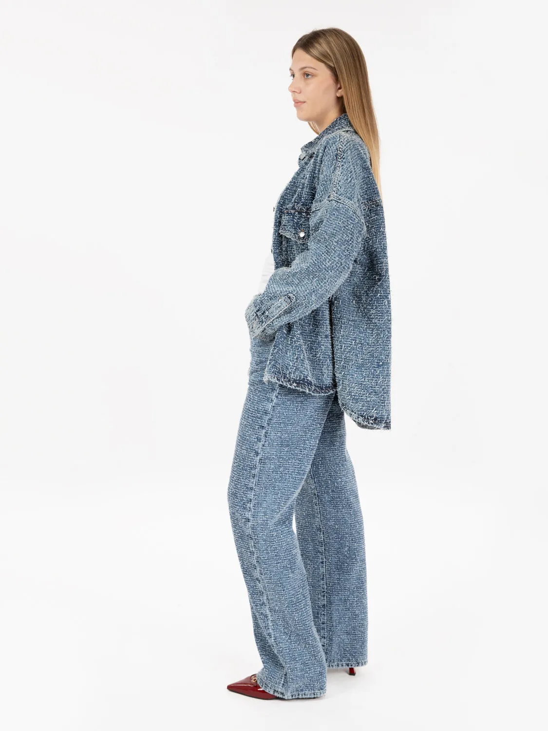 Jeans Alex wide leg operato blu