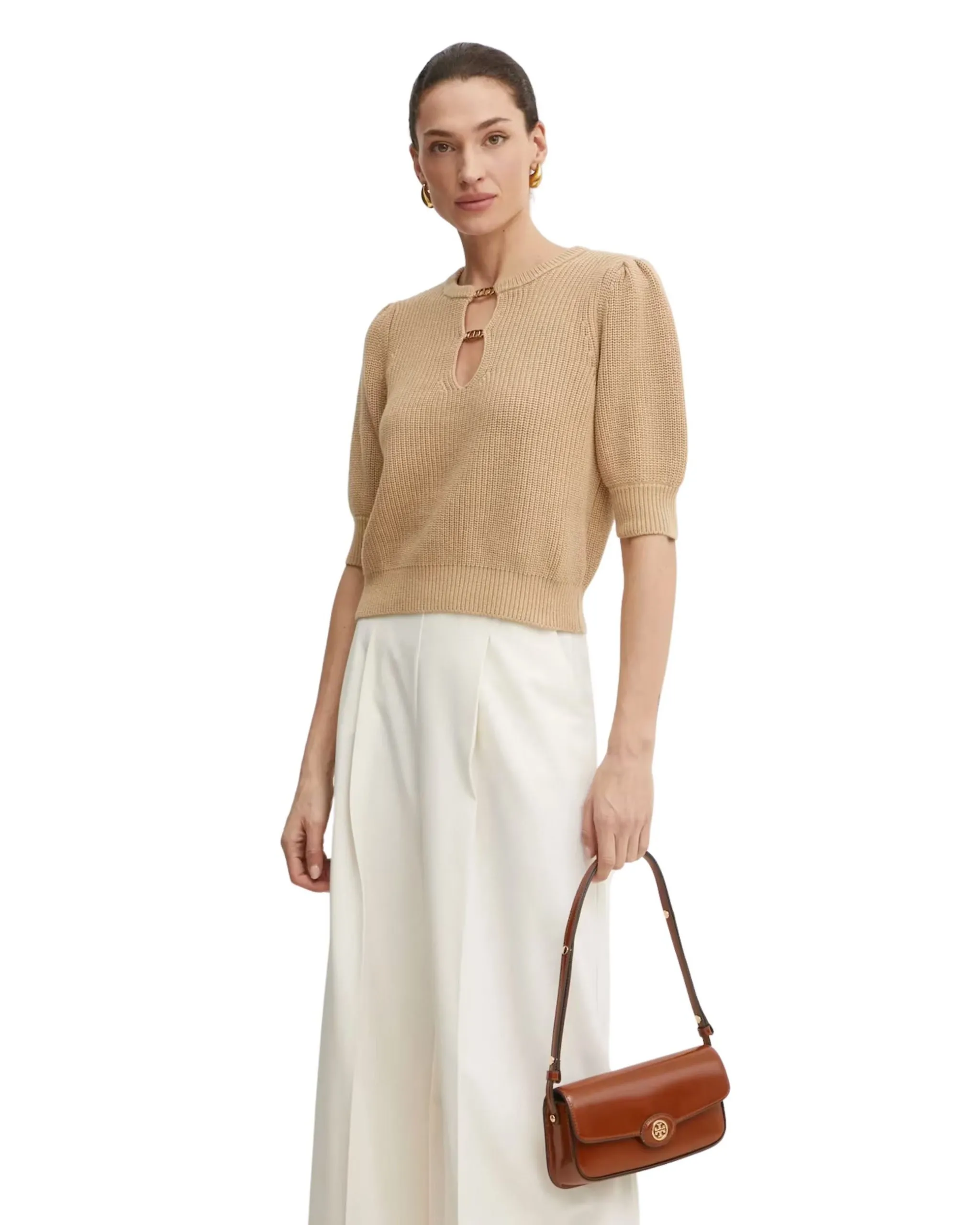 Twinset Maglia in cotone filo con applicazione