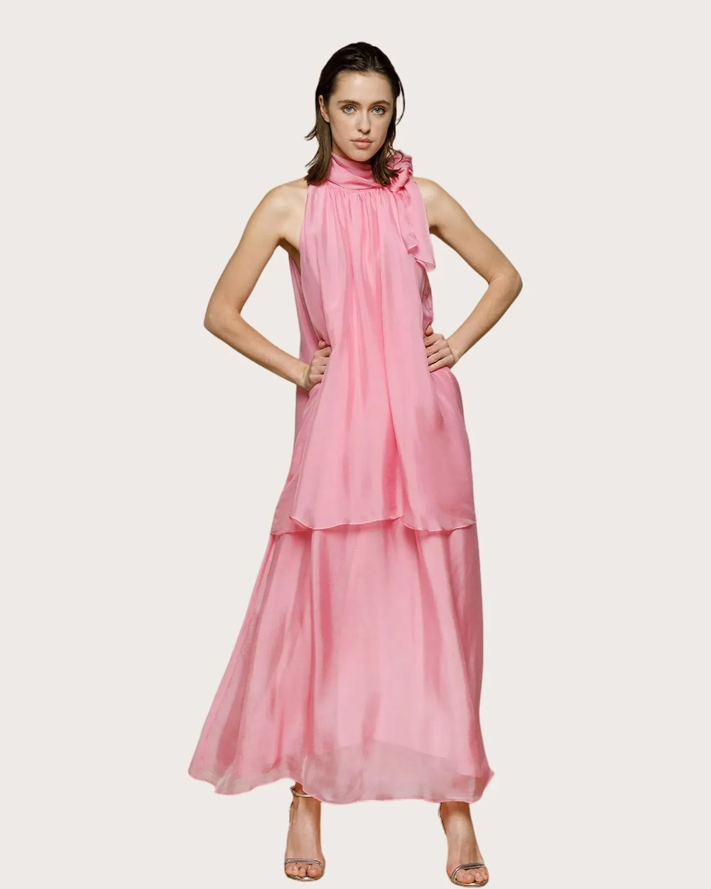 Seventy abito elegante in misto seta con balze